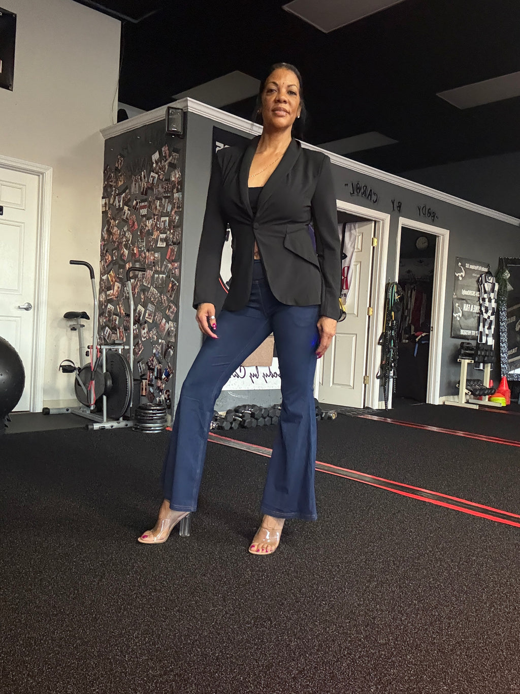 Dusk Blue Solid Crossed Waist High Elastic Fit Flare Knit Jeans