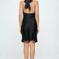 Satin Criss Cross Neck Dress with Open Back