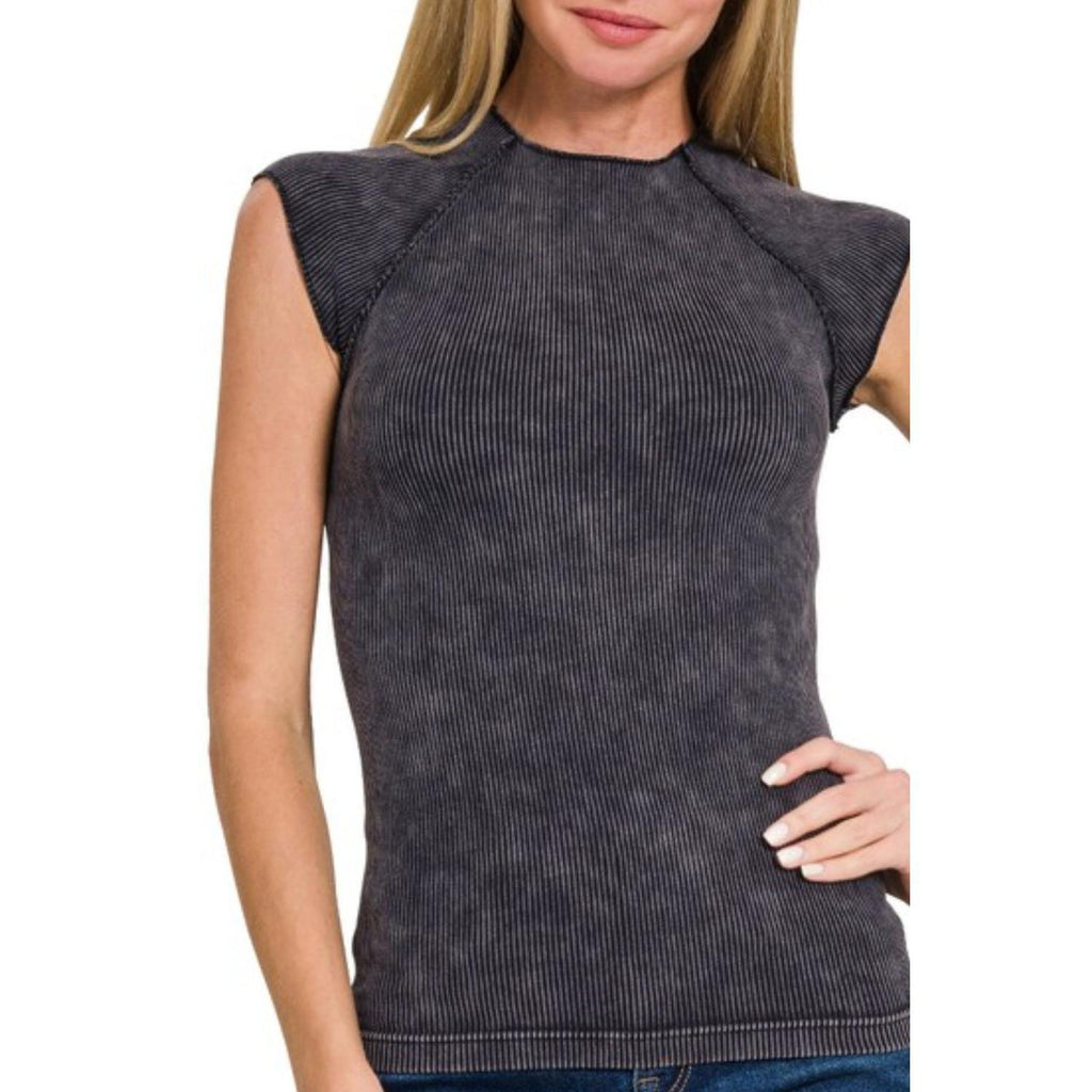 Zenana Washed Ribbed Seamless Top