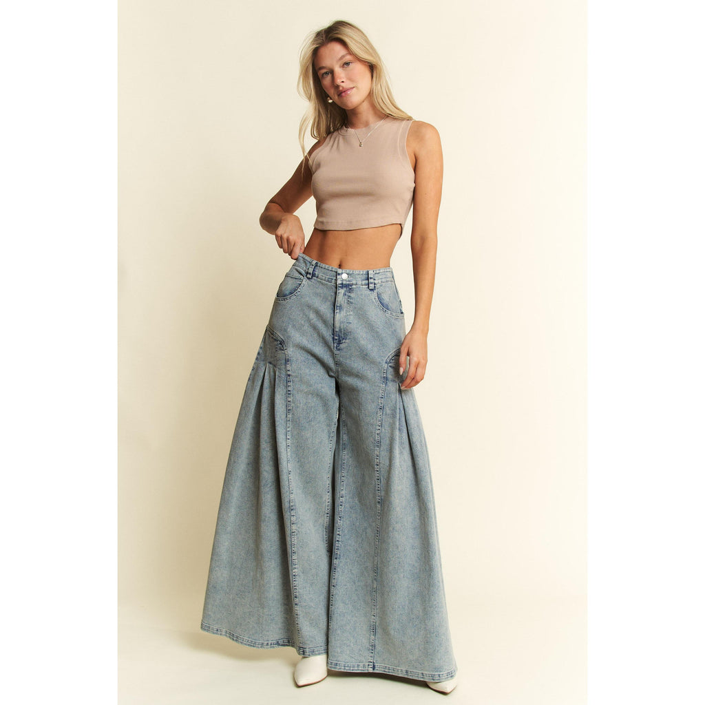 Jade By Jane High-Waist Pleated Wide Leg Jeans