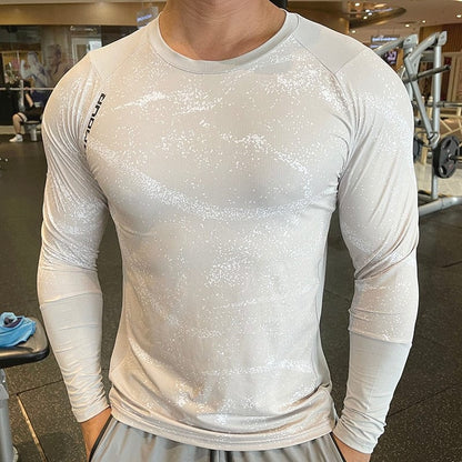 Alpha C Apparel Men Long Sleeve Gym Sportswear Compression Dry Fit Shirts Aliexpress 518-Light Grey / M (Fit 60-70KG) / CN