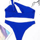 Women Solid Beach Swimsuit Bikini Ring One Shoulder Triangle Split Bikini bikini Aliexpress