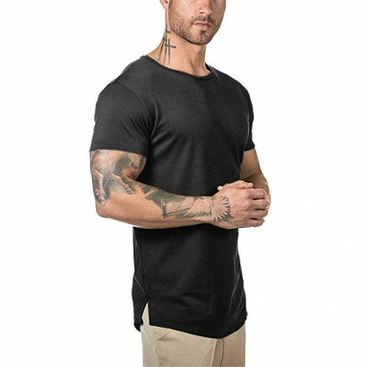 Alpha C Men's Slim Fit Gym T-shirt - Quick Dry, Solid Color, Bodybuilding t-Sh Aliexpress Custom Size / Black