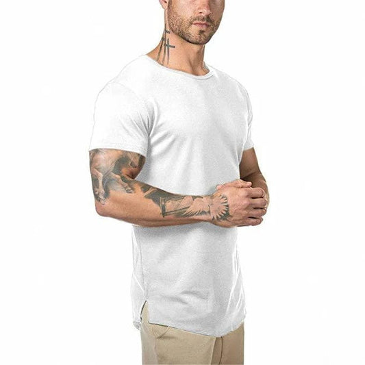 Alpha C Men's Slim Fit Gym T-shirt - Quick Dry, Solid Color, Bodybuilding t-Sh Aliexpress Custom Size / White