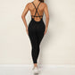 Alpha C Apparel Women V-neck fitness cross back jumpsuit dance pants jumpsuit aliexpress black / S