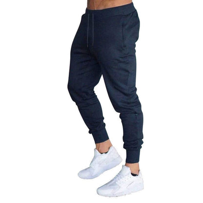 Muscle Workout Sports Pants Men's Running Workout Sweat Quick-Dry Tapered Casual Trousers Lace Tight Training Pant aliexpress M / Black
