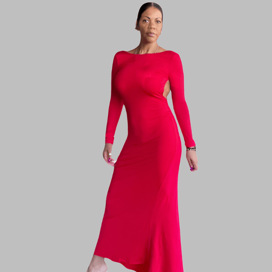 Alpha C Apparel Women Long Elegant Back Out Pencil Dress Women clothing Aliexpress Small / Red