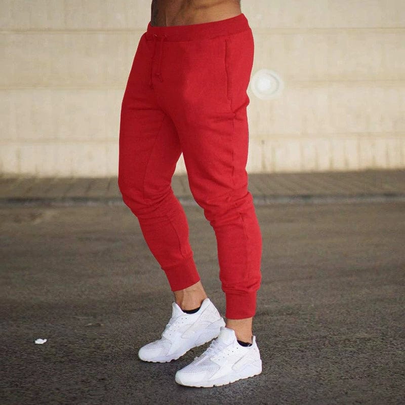 Muscle Workout Sports Pants Men's Running Workout Sweat Quick-Dry Tapered Casual Trousers Lace Tight Training Pant aliexpress XXXL / Red