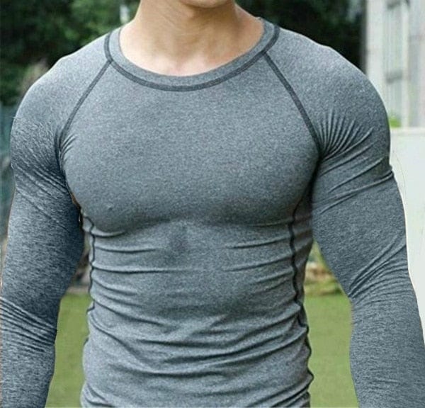 Men Fitness Sportswear Long Sleeves Gym Compression T-shirt 0 Alpha C Apparel Gray / S / China