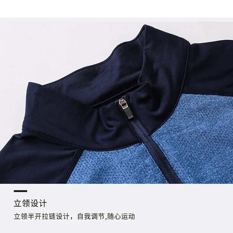 Men Collar Long Sleeve Gym Fitness Compression Zipper Shirts 0 Alpha C Apparel