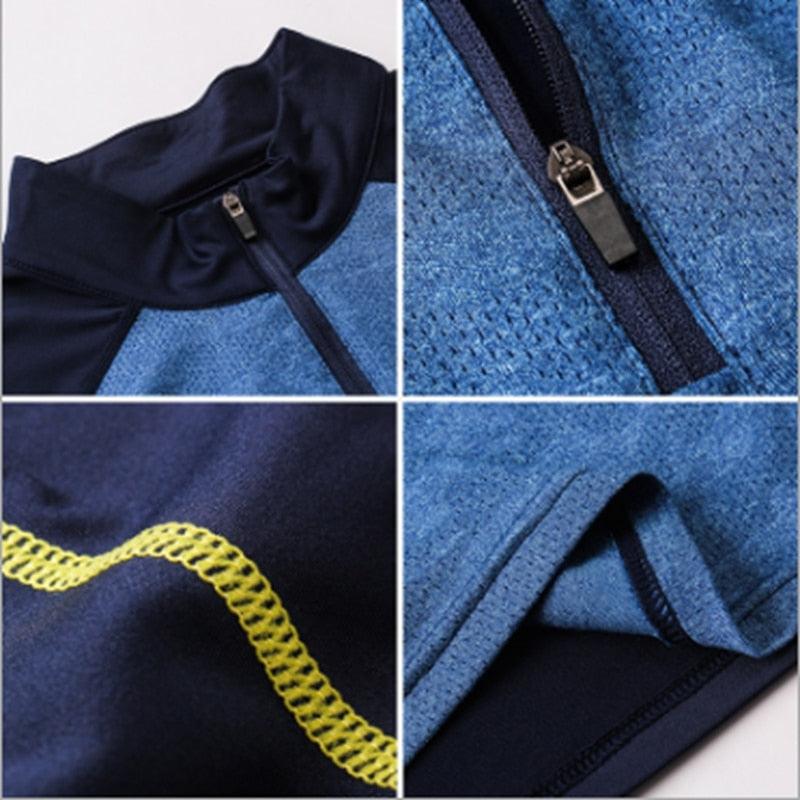 Men Collar Long Sleeve Gym Fitness Compression Zipper Shirts 0 Alpha C Apparel