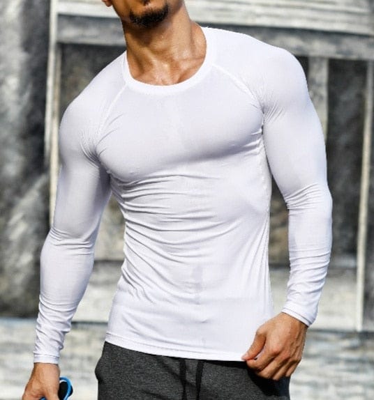 Men Fitness Sportswear Long Sleeves Gym Compression T-shirt 0 Alpha C Apparel White / S / China