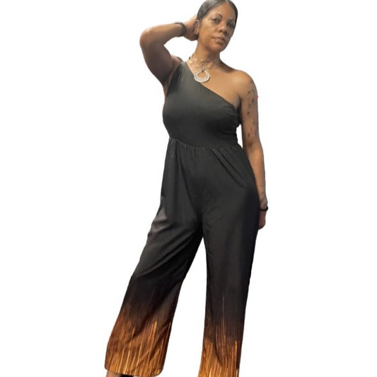 Alpha C Apparel 2 Toned  Half Sleeves Jumpsuit 0ne piece jumpsuit Alpha C Apparel Small / Black