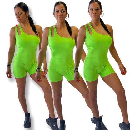 Solid Color One-Shoulder Slim Fit Hip Raise Sports Yoga Jumpsuit 1629 Alpha C Apparel