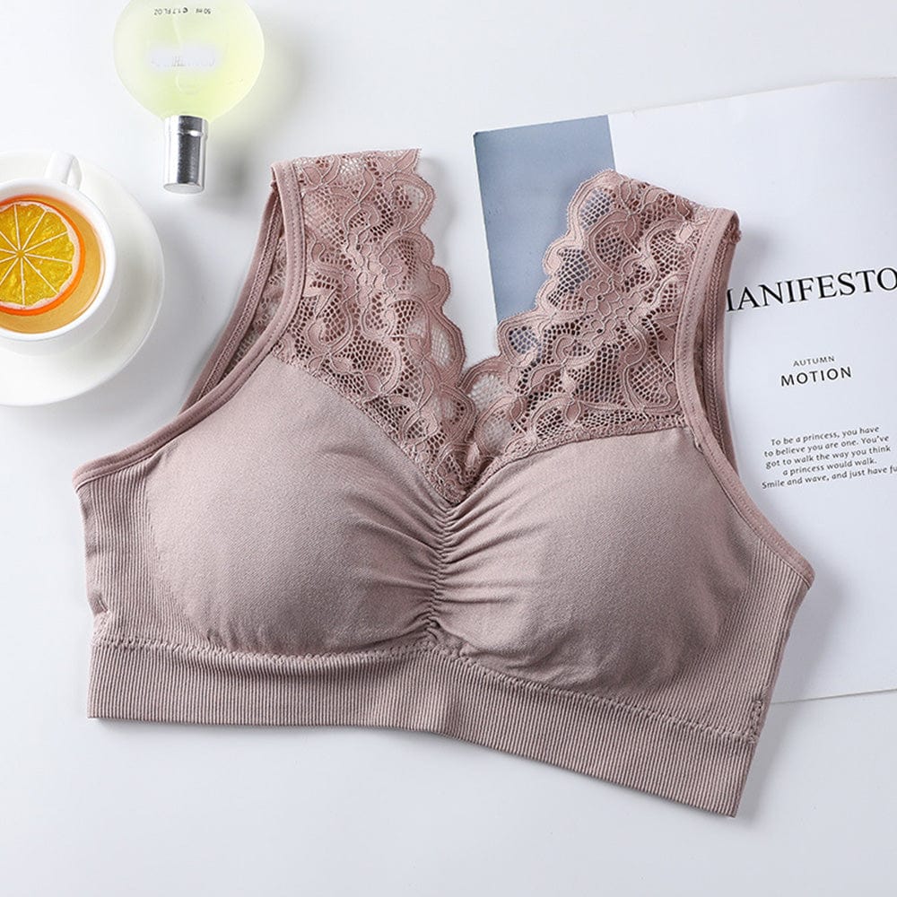 Women Plus Size Seamless Wire Free Bra Breathable Underwear Push Up Lingerie Alpha C Apparel 80F / L/XL(60-80KG) / Light Pink