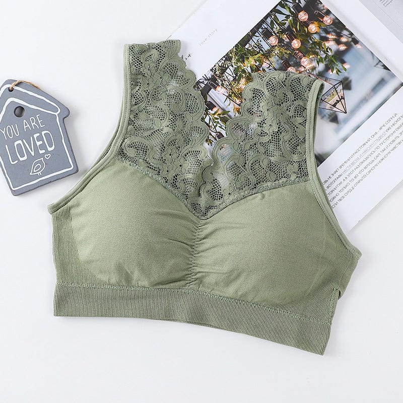 Women Plus Size Seamless Wire Free Bra Breathable Underwear Push Up Lingerie Alpha C Apparel 80F / S/M(40-60KG) / green