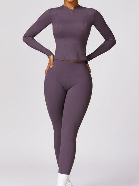 Zip Tight Long Sleeve Yoga Wear Outdoor Running Sports T-Shirt HEQ6HQ85ZM Active Tees & Tanks Alpha C Apparel XL / Purple