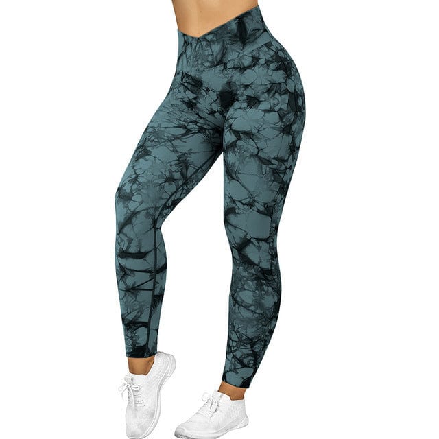 Seamless Tie Dye Leggings Women Yoga Pants Push Up Sport Fitness Running Gym Leggings Activewear Alpha C Apparel Dark green / L