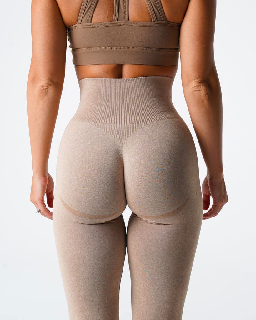 Hot Style Snowflake Jacquard Seamless Cropped Yoga Pant Activewear Alpha C Apparel light brown / XS