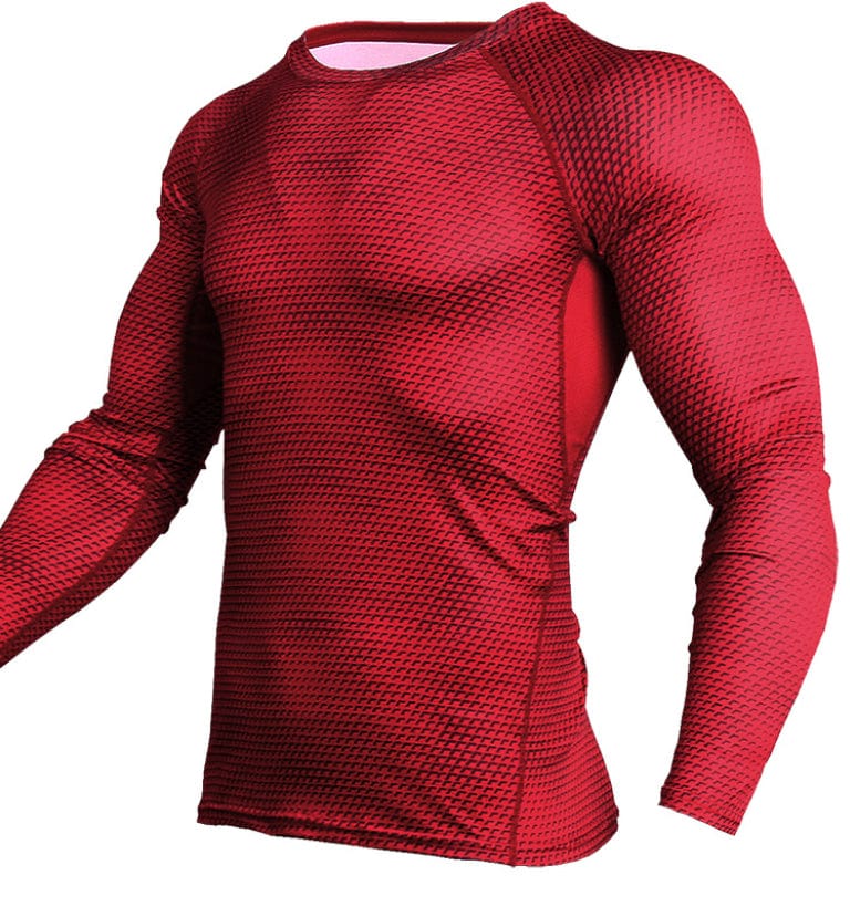 Compression Shirt Men Gym Running Shirt Quick Dry Breathable Fitness Sport Shirt Sportswear Training Sport Tight Rashguard Male Activewear Alpha C Apparel M~red