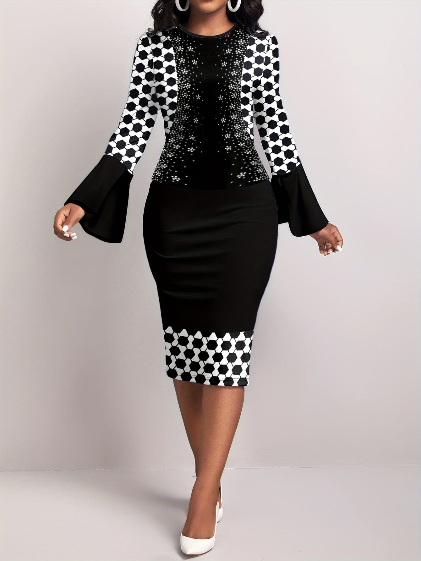 Alpha C's Floral & Geo Print Elegant Dress Alpha C Apparel