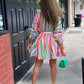 Colorful Pleated Mini Dress apparel Alpha C Apparel