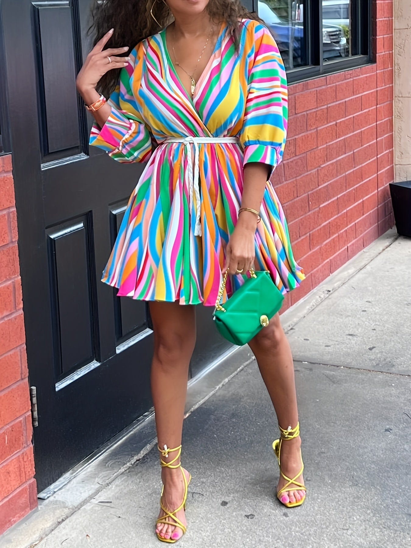 Colorful Pleated Mini Dress apparel Alpha C Apparel