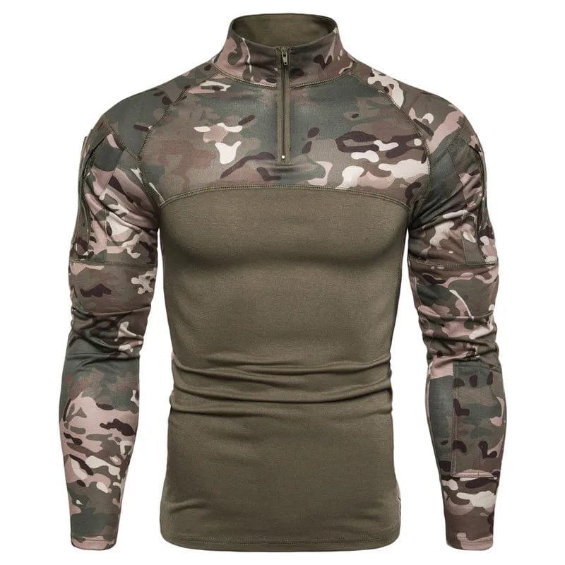 New mens Camouflage Tactical Military Clothing Combat Shirt Assault long sleeve Tight T shirt Army Costume Alpha C Apparel Army Green / M