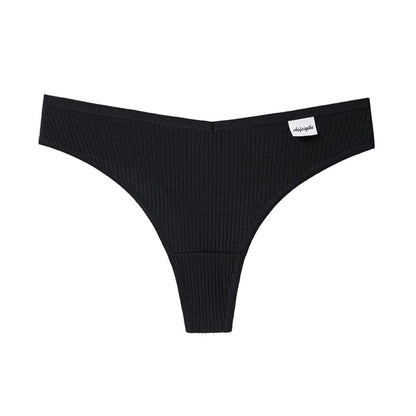 G-string Panties Cotton Women's Underwear Comfortable Casual T back Female Solid Color Low Waist Thong Alpha C Apparel black / M / 1pc