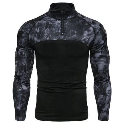 New mens Camouflage Tactical Military Clothing Combat Shirt Assault long sleeve Tight T shirt Army Costume Alpha C Apparel black / M