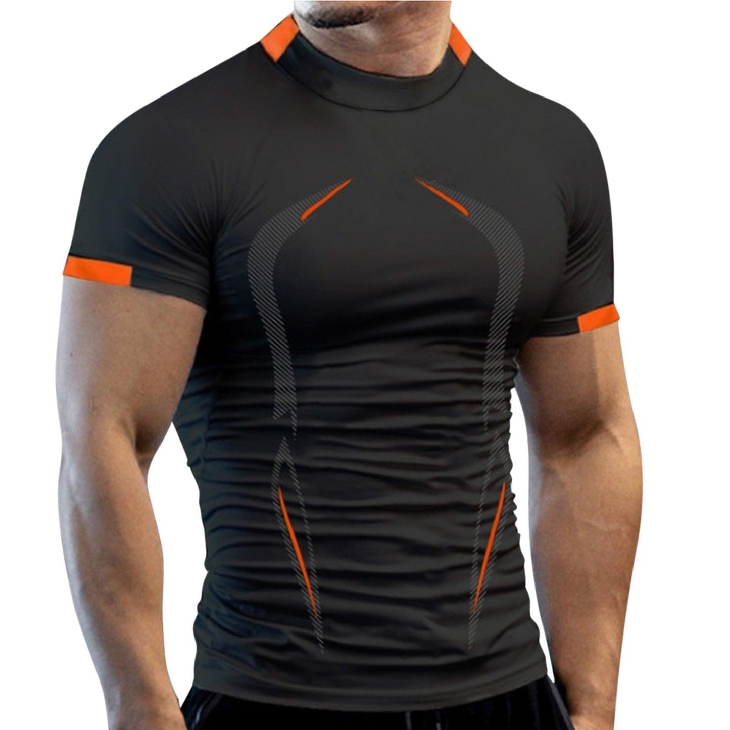 Men Summer Sport Running Workout T Shirts Alpha C Apparel black / S