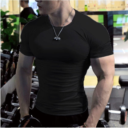 Summer Short Sleeve Fitness T Shirt Running Sport Gym Muscle T-shirts Oversized Workout Casual Shirt Alpha C Apparel black / S