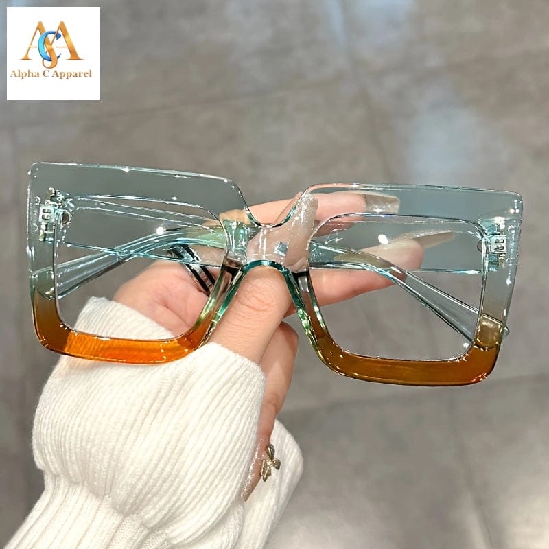 Alpha C Apparel  Color Block Clear Lens Glasses for Women and Men! Alpha C Apparel Blue