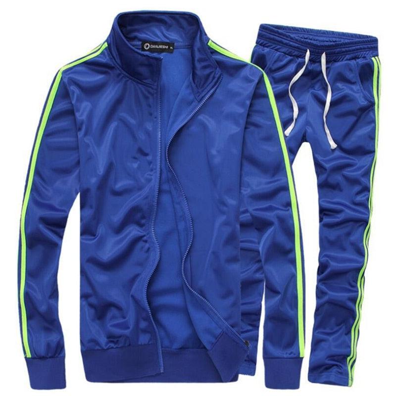 Men Sportswear 2 Piece Sets Jogging Tracksuit Alpha C Apparel Blue / M