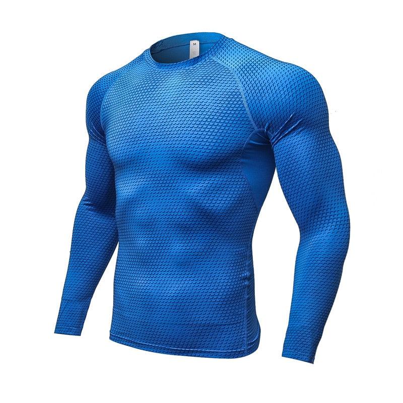 Men Long Sleeve Running Sports Compression Shirt Alpha C Apparel blue / S
