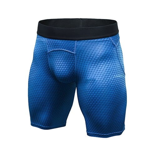 Men Quick Dry Gym Sport Compression Legging Crossfit Shorts Football Trousers Alpha C Apparel Blue / S