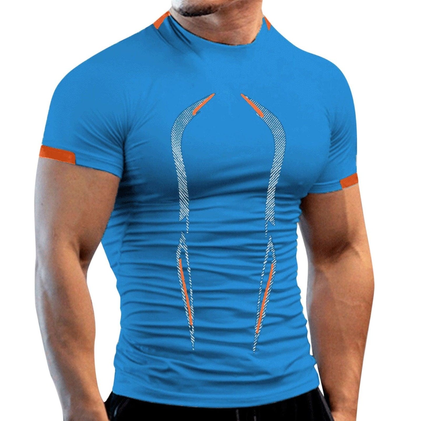 Men Summer Sport Running Workout T Shirts Alpha C Apparel blue / S