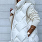 White Quilted Zipper Front Thermal Hooded Vest Coat Coats Alpha C Apparel