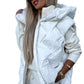 White Quilted Zipper Front Thermal Hooded Vest Coat Coats Alpha C Apparel