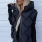 White Quilted Zipper Front Thermal Hooded Vest Coat Coats Alpha C Apparel