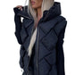 White Quilted Zipper Front Thermal Hooded Vest Coat Coats Alpha C Apparel