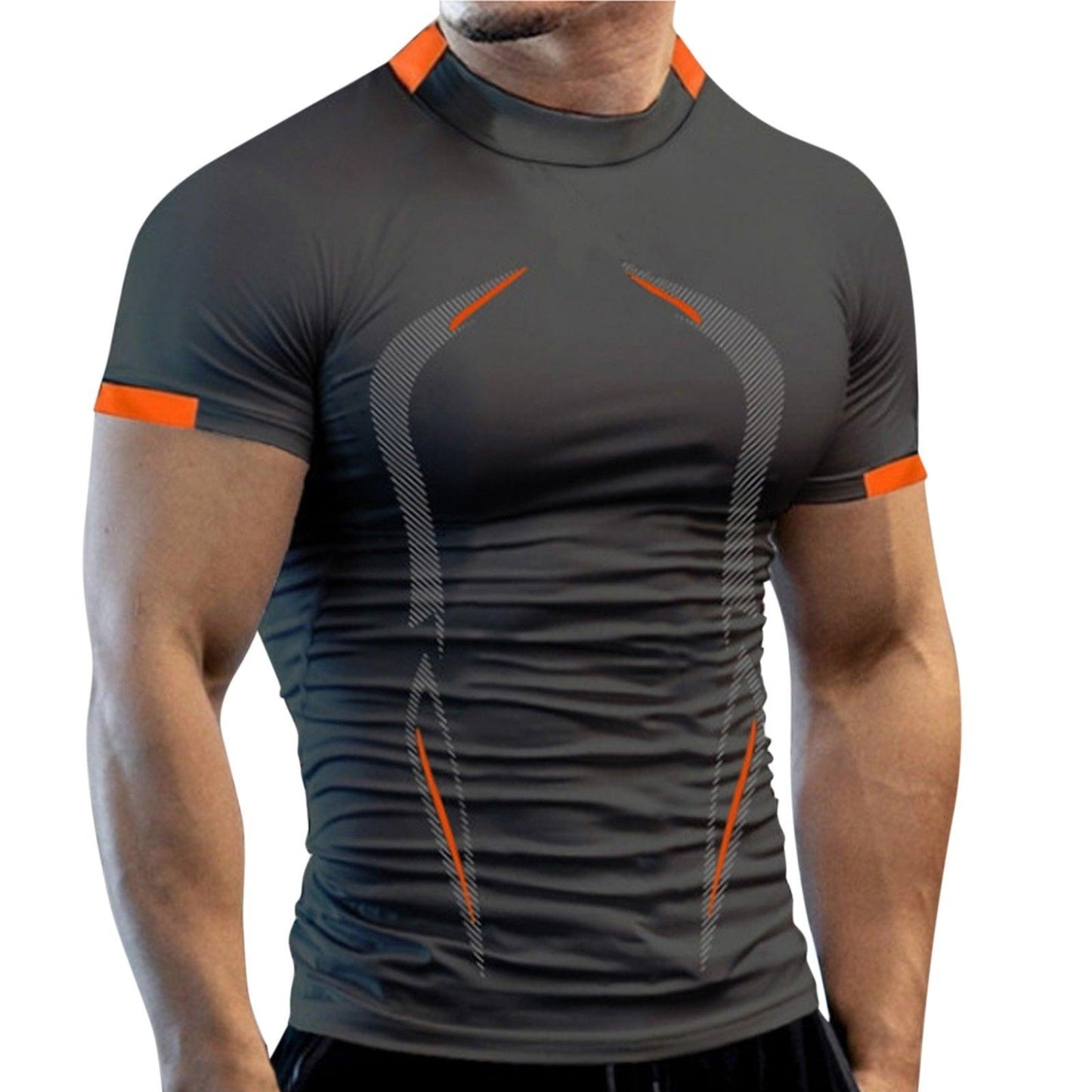 Men Summer Sport Running Workout T Shirts Alpha C Apparel dark grey / S