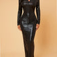Upgrade Your Style with Chic Crocodile Black Leather Dress dress Alpha C Apparel