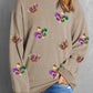 Khaki Mardi Gras Sequin Crown Fleur De Lis Graphic Sweatshirt Graphic Sweatshirts Alpha C Apparel
