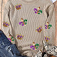 Khaki Mardi Gras Sequin Crown Fleur De Lis Graphic Sweatshirt Graphic Sweatshirts Alpha C Apparel