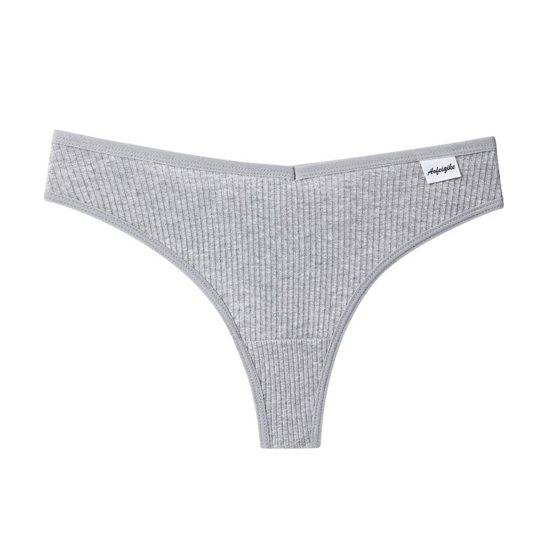 G-string Panties Cotton Women's Underwear Comfortable Casual T back Female Solid Color Low Waist Thong Alpha C Apparel gray / M / 1pc