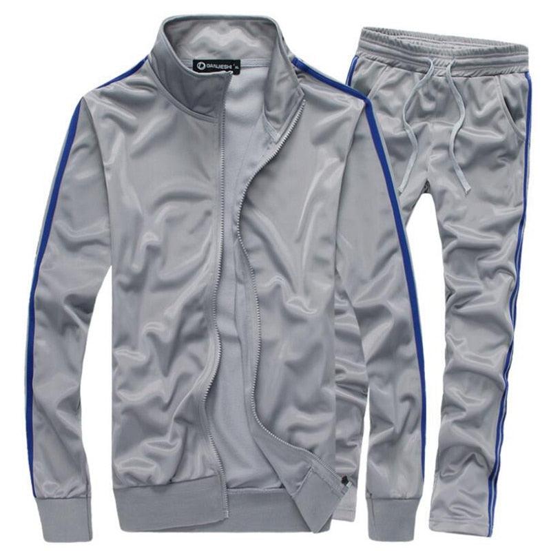 Men Sportswear 2 Piece Sets Jogging Tracksuit Alpha C Apparel Gray / M