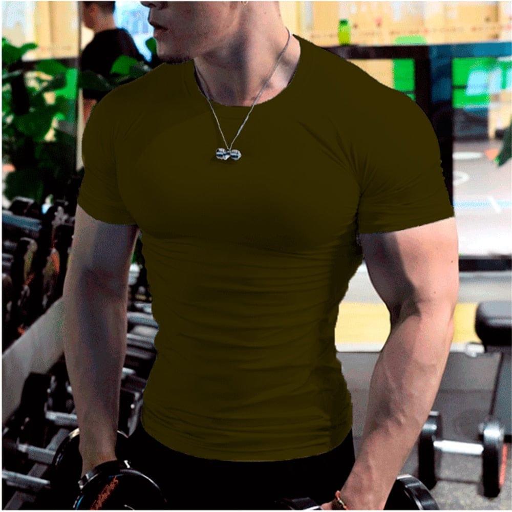 Summer Short Sleeve Fitness T Shirt Running Sport Gym Muscle T-shirts Oversized Workout Casual Shirt Alpha C Apparel green / S