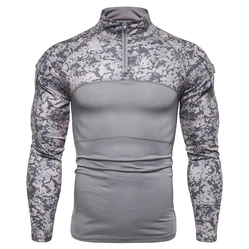 New mens Camouflage Tactical Military Clothing Combat Shirt Assault long sleeve Tight T shirt Army Costume Alpha C Apparel grey / M