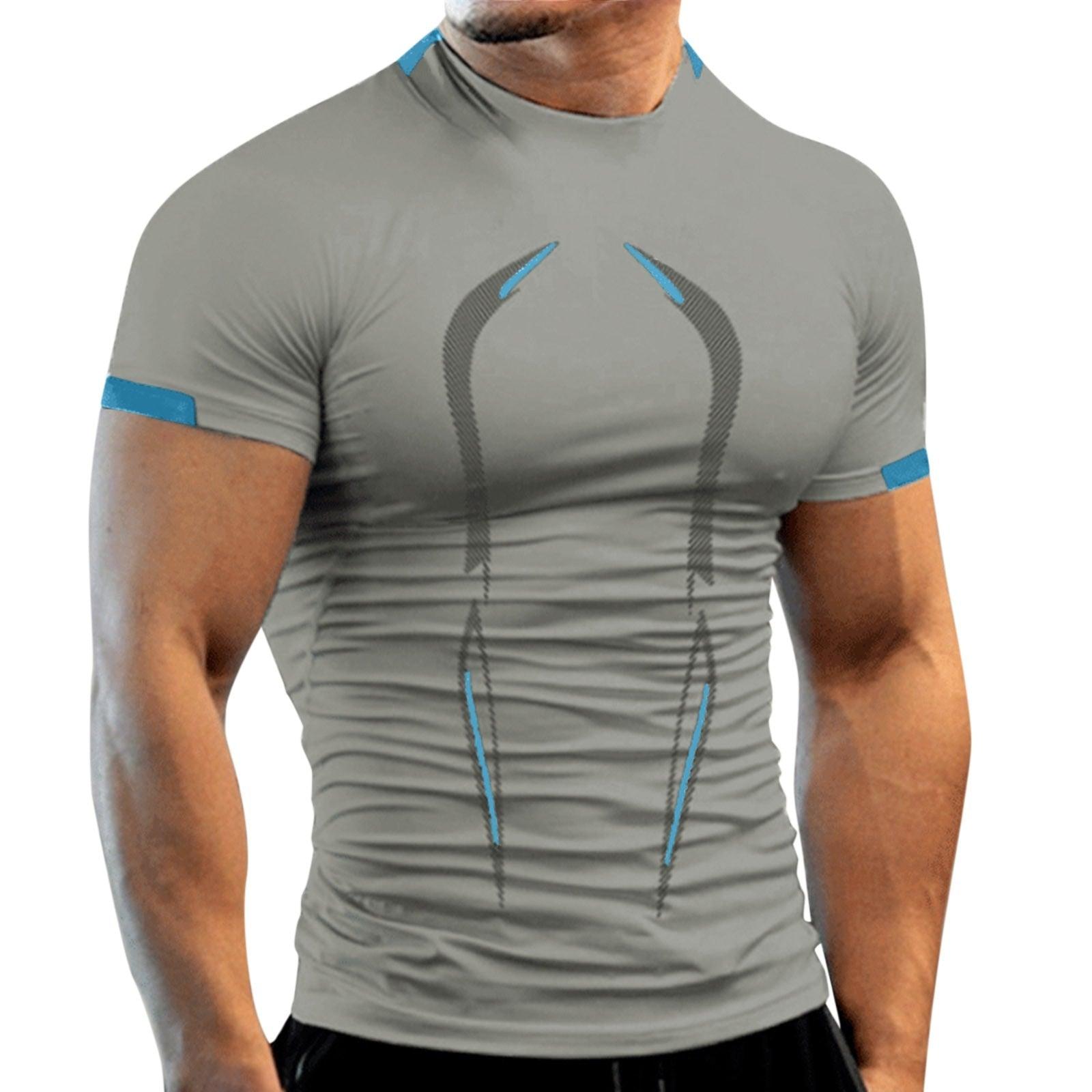 Men Summer Sport Running Workout T Shirts Alpha C Apparel grey / S